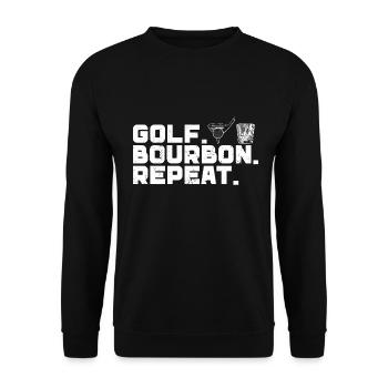 Bourbon & Golf Whikey Golfspieler Golfer - Unisex Sweatshirt - black - Front - Alina (178cm) & Michal (187cm)