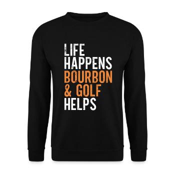 Bourbon & Golf Whikey Golfspieler Golfer - Unisex Sweatshirt - black - Front - Alina (178cm) & Michal (187cm)