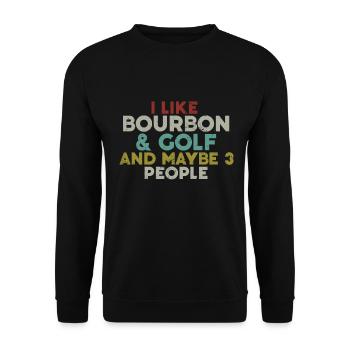Bourbon & Golf Whikey Golfspieler Golfer - Unisex Sweatshirt - black - Front - Alina (178cm) & Michal (187cm)