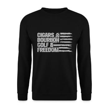 Bourbon & Golf Whikey Golfspieler Golfer - Unisex Sweatshirt - black - Front - Alina (178cm) & Michal (187cm)
