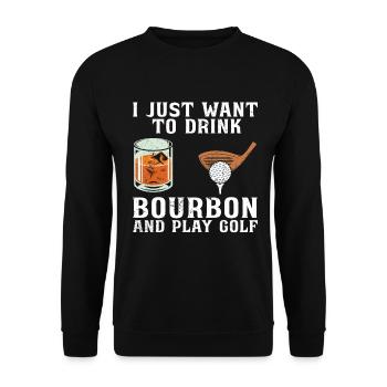 Bourbon & Golf Whikey Golfspieler Golfer - Unisex Sweatshirt - black - Front - Alina (178cm) & Michal (187cm)