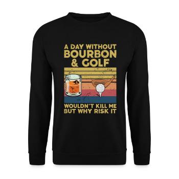 Bourbon & Golf Whikey Golfspieler Golfer - Unisex Pullover - Schwarz - Vorne - Alina (178cm) & Michal (187cm)