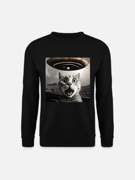 Drôle de chats anxieux selfie OVNI Alien - Sweat-shirt Unisexe - noir