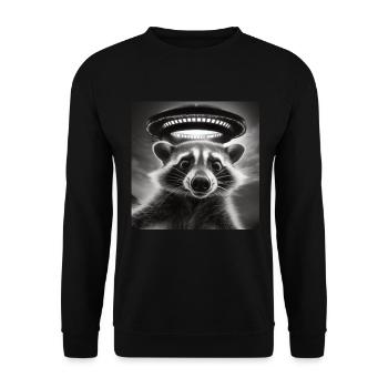 Funny Frightened Raccoon Selfie UFO Alien - Unisex Sweatshirt - black - Front - Alina (178cm) & Michal (187cm)