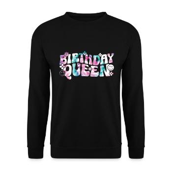 Anniversaire Queen Groovy Flower Party Famille - Sweat-shirt Unisexe - noir - Devant - Alina (178cm) & Michal (187cm)