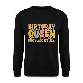 Anniversaire Queen Groovy Flower Party Famille - Sweat-shirt Unisexe - noir - Devant - Alina (178cm) & Michal (187cm)