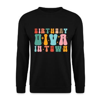Anniversaire Queen Groovy Flower Party Famille - Sweat-shirt Unisexe - noir - Devant - Alina (178cm) & Michal (187cm)