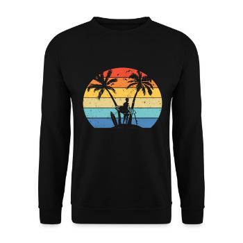 Vintage Surfer Retro Surfing Beach Surf - Unisex Sweatshirt - black - Front - Alina (178cm) & Michal (187cm)
