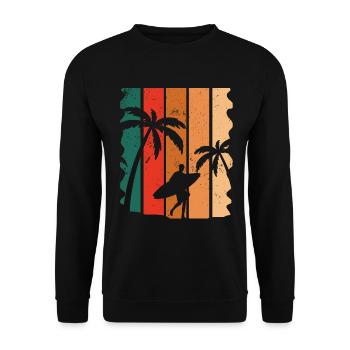 Vintage Surfer Retro Surfing Beach Surf - Unisex Sweatshirt - black - Front - Alina (178cm) & Michal (187cm)