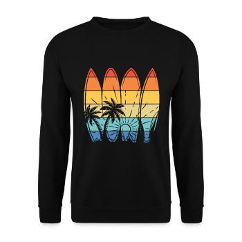 Vintage Surfer Retro Surfing Beach Surf - Unisex Sweatshirt - black - Front - Alina (178cm) & Michal (187cm)