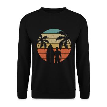 Vintage Surfer Retro Surfing Beach Surf - Unisex Sweatshirt - black - Front - Alina (178cm) & Michal (187cm)