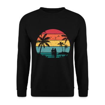 Vintage Surfer Retro Surfing Beach Surf - Unisex Sweatshirt - black - Front - Alina (178cm) & Michal (187cm)
