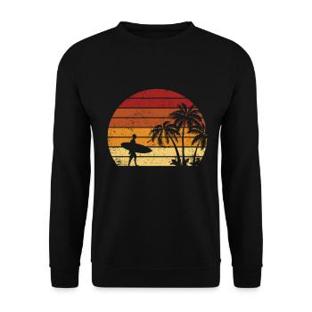Vintage Surfer Retro Surfing Beach Surf - Unisex Sweatshirt - black - Front - Alina (178cm) & Michal (187cm)