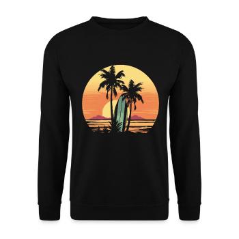 Vintage Surfer Retro Surfing Beach Surf - Unisex Sweatshirt - black - Front - Alina (178cm) & Michal (187cm)