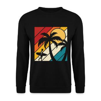 Vintage Surfer Retro Surfing Beach Surf - Unisex Sweatshirt - black - Front - Alina (178cm) & Michal (187cm)