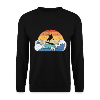 Vintage Surfer Retro Surfing Beach Surf - Unisex Sweatshirt - black - Front - Alina (178cm) & Michal (187cm)