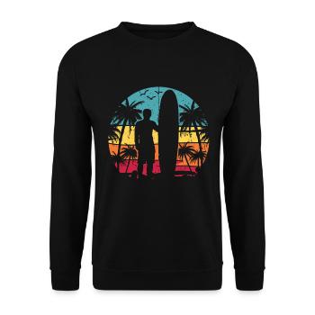 Vintage Surfer Retro Surfing Beach Surf - Unisex Sweatshirt - black - Front - Alina (178cm) & Michal (187cm)