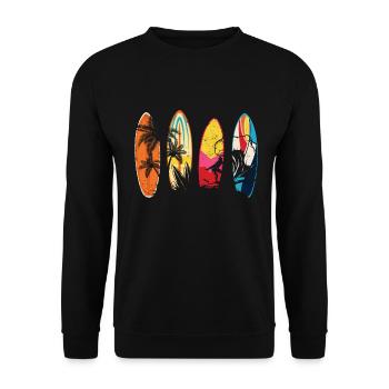 Vintage Surfer Retro Surfing Beach Surf - Unisex Sweatshirt - black - Front - Alina (178cm) & Michal (187cm)