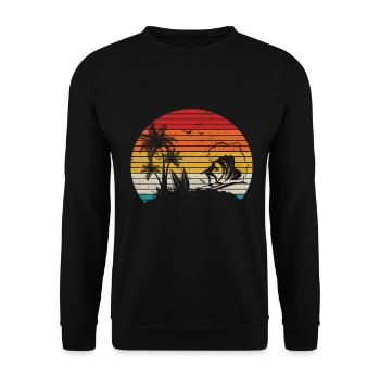 Vintage Surfer Retro Surfing Beach Surf - Unisex Sweatshirt - black - Front - Alina (178cm) & Michal (187cm)