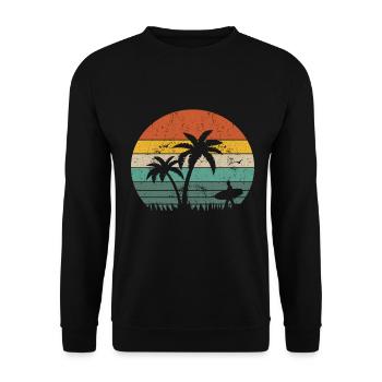 Vintage Surfer Retro Surfing Beach Surf - Unisex Sweatshirt - black - Front - Alina (178cm) & Michal (187cm)