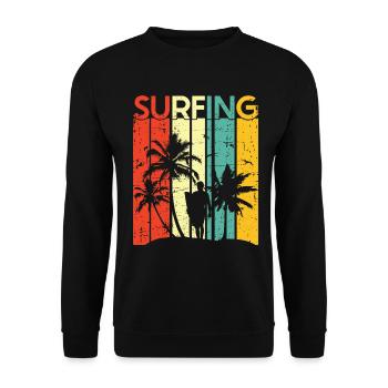 Vintage Surfer Retro Surfing Beach Surf - Unisex Sweatshirt - black - Front - Alina (178cm) & Michal (187cm)