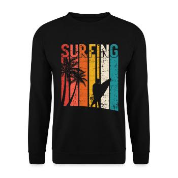 Vintage Surfer Retro Surfing Beach Surf - Unisex Sweatshirt - black - Front - Alina (178cm) & Michal (187cm)