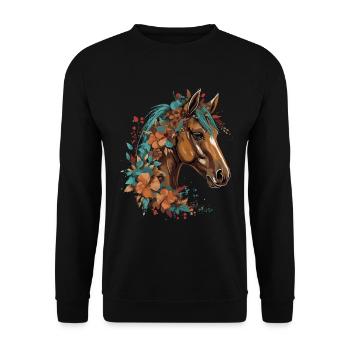 Cavalier Cheval Portrait Western Cowboy - Sweat-shirt Unisexe - noir - Devant - Alina (178cm) & Michal (187cm)