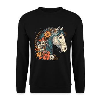 Cavalier Cheval Portrait Western Cowboy - Sweat-shirt Unisexe - noir - Devant - Alina (178cm) & Michal (187cm)