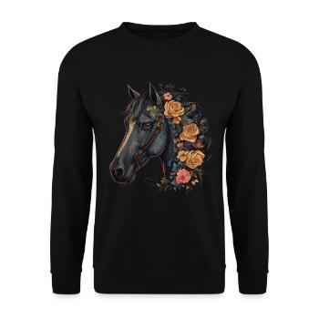 Cavalier Cheval Portrait Western Cowboy - Sweat-shirt Unisexe - noir - Devant - Alina (178cm) & Michal (187cm)