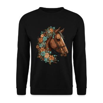 Cavalier Cheval Portrait Western Cowboy - Sweat-shirt Unisexe - noir - Devant - Alina (178cm) & Michal (187cm)