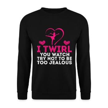 Baton Twirling Girl Twirler Majorette - Unisex Sweatshirt - black - Front - Alina (178cm) & Michal (187cm)