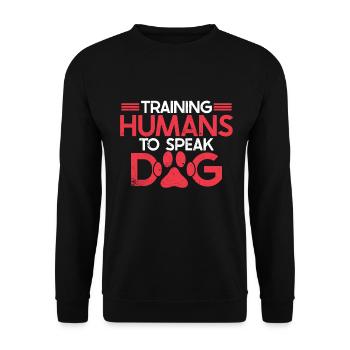 Hundetrainer Welpe Lustiges Haustier Training - Unisex Pullover - Schwarz - Vorne - Alina (178cm) & Michal (187cm)