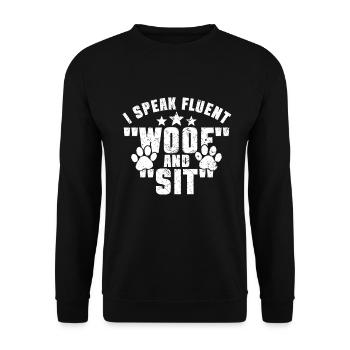 Hundetrainer Welpe Lustiges Haustier Training - Unisex Pullover - Schwarz - Vorne - Alina (178cm) & Michal (187cm)