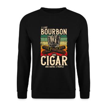 Bourbon Cigares Whisky Cigares Lounge Lovers - Sweat-shirt Unisexe - noir - Devant - Alina (178cm) & Michal (187cm)