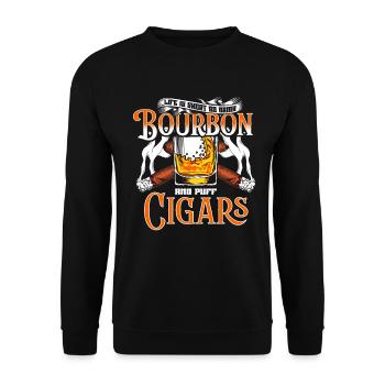 Bourbon Cigares Whisky Cigares Lounge Lovers - Sweat-shirt Unisexe - noir - Devant - Alina (178cm) & Michal (187cm)