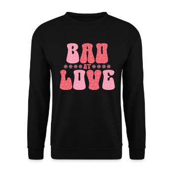 Retro Groovy 70's Valentine's Day Hearts Couple - Unisex Sweatshirt - black - Front - Alina (178cm) & Michal (187cm)