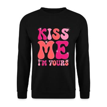 Retro Groovy 70's Valentine's Day Hearts Couple - Sweat-shirt Unisexe - noir - Devant - Alina (178cm) & Michal (187cm)