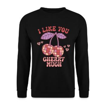 Retro Groovy 70's Valentine's Day Hearts Couple - Sweat-shirt Unisexe - noir - Devant - Alina (178cm) & Michal (187cm)