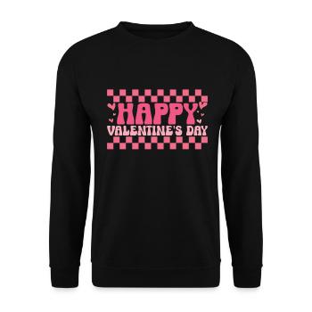 Retro Groovy 70's Valentine's Day Hearts Couple - Unisex Sweatshirt - black - Front - Alina (178cm) & Michal (187cm)