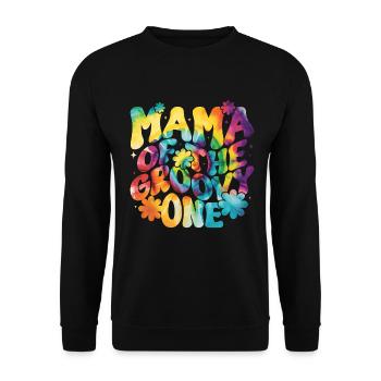 Groovy Mutter Passende Familie Am 1. Geburtstag - Unisex Pullover - Schwarz - Vorne - Alina (178cm) & Michal (187cm)