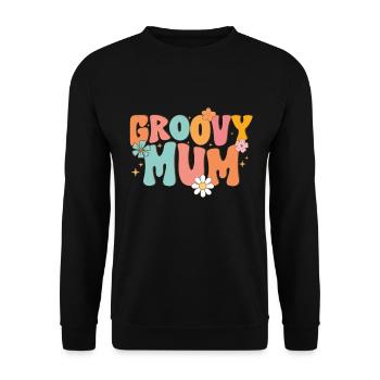 Groovy Mutter Passende Familie Am 1. Geburtstag - Unisex Pullover - Schwarz - Vorne - Alina (178cm) & Michal (187cm)