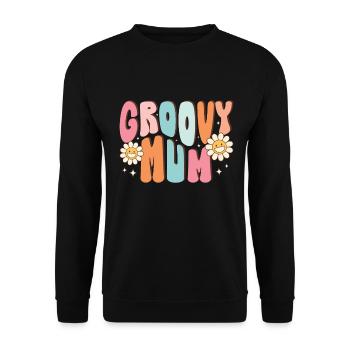 Groovy Mutter Passende Familie Am 1. Geburtstag - Unisex Pullover - Schwarz - Vorne - Alina (178cm) & Michal (187cm)