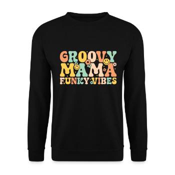 Groovy Mutter Passende Familie Am 1. Geburtstag - Unisex Pullover - Schwarz - Vorne - Alina (178cm) & Michal (187cm)