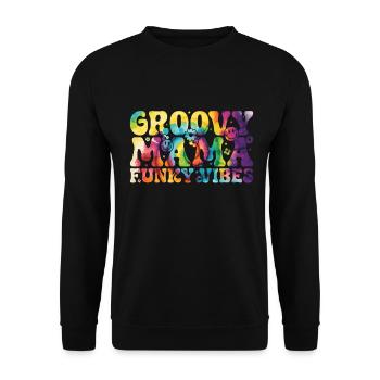 Groovy Mutter Passende Familie Am 1. Geburtstag - Unisex Pullover - Schwarz - Vorne - Alina (178cm) & Michal (187cm)
