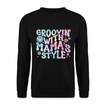Groovy Mutter Passende Familie Am 1. Geburtstag - Unisex Pullover - Schwarz - Vorne - Alina (178cm) & Michal (187cm)