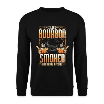 I Like My Bourbon And My Smoker And Maybe 3 People - Unisex Sweatshirt - black - Front - Alina (178cm) & Michal (187cm)