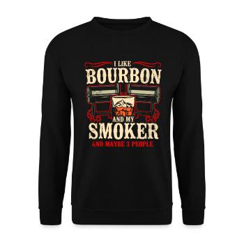 I Like My Bourbon And My Smoker And Maybe 3 People - Unisex Sweatshirt - black - Front - Alina (178cm) & Michal (187cm)