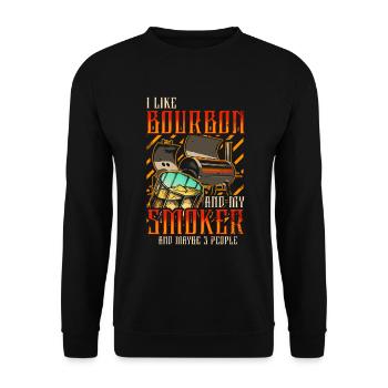 I Like My Bourbon And My Smoker And Maybe 3 People - Unisex Sweatshirt - black - Front - Alina (178cm) & Michal (187cm)