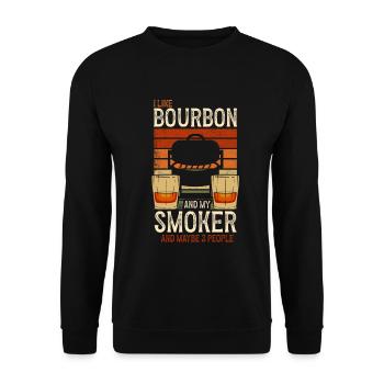 I Like My Bourbon And My Smoker And Maybe 3 People - Unisex Sweatshirt - black - Front - Alina (178cm) & Michal (187cm)