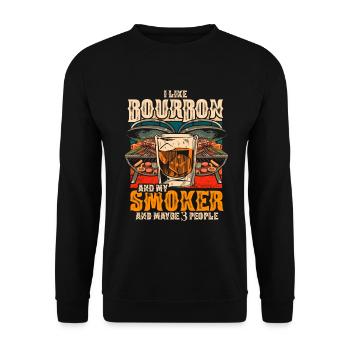 I Like My Bourbon And My Smoker And Maybe 3 People - Unisex Sweatshirt - black - Front - Alina (178cm) & Michal (187cm)